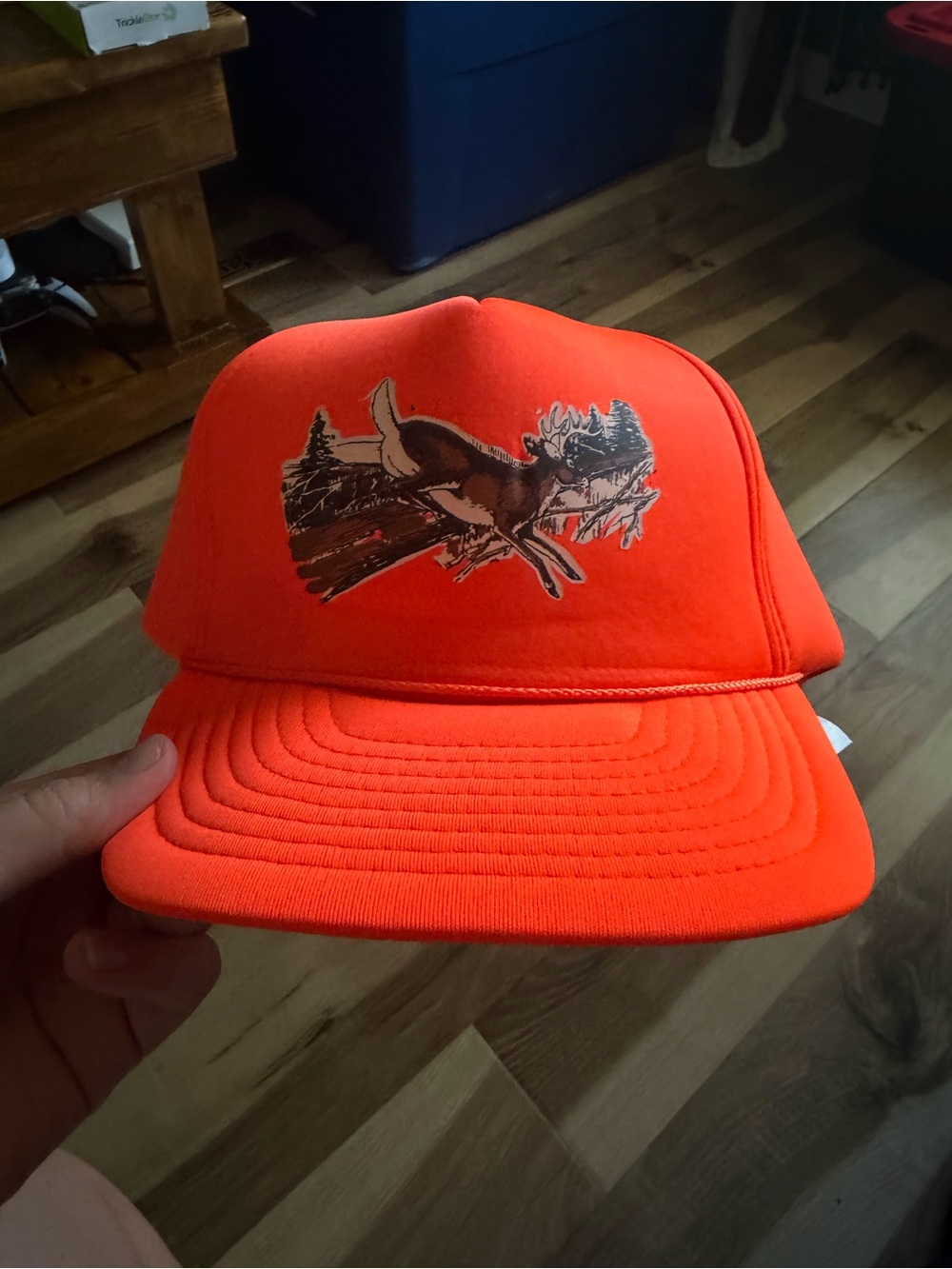 Bright Orange Trucker Hat with Hunting Graphic